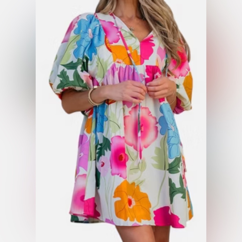 NWT Entro Colorful Floral Dress size large